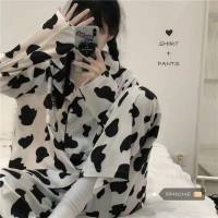 Cardigan pajamas women autumn and winter net celebrity cute long-sleeved two-piece suit casual Korean version spring and autumn princess style home clothes  Multicolor