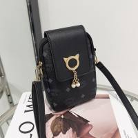 Borsa per cellulare stampata alla moda, borsa piccola, borsa da donna, borsa a tracolla monospalla di fascia alta da donna  Nero