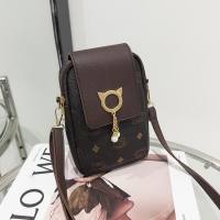 Fashion printed mobile phone bag, small bag, women's storage bag, high-end one-shoulder cross-body bag for women  Coffee