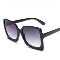 New Fashionable Large Frame Sunglasses, Plain Bright Black Small Face Sunglasses, Trendy Cross Instagram, Internet Red Glasses  Gray