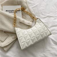 Bolsas femininas nova moda estilo coreano diamante contraste cor de um ombro bolsa axilas bolsa  Branco