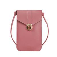 Damentasche, dünn, trendige Schlossschnalle, Umhängetasche, Touchscreen-Handy-Geldbörse, Damen-Retro-Studentenschnalle, kleine Geldbörse  Pink