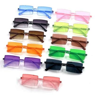 New frameless trimmed square jelly color ocean lens sunglasses European and American fashion network celebrity street shooting sunglasses trend