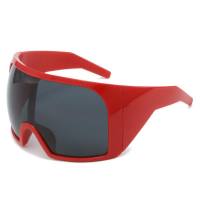 Nuevas gafas de sol punk de gran tamaño europeas y americanas, gafas de sol para deportes al aire libre para hombres y mujeres, gafas con montura integrada  rojo