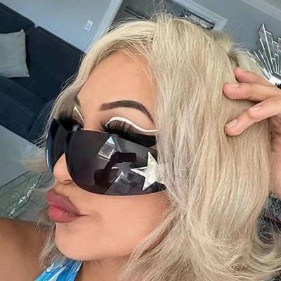 New one-piece frameless five-pointed star sunglasses Millennial hot girl street shot y2k glasses female European and American personality sunglasses