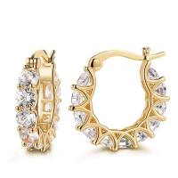 Cao Shi's Fashionable Instagram Style Earrings for Women's French Full Set Zircon Lace Earrings and U-shaped Earrings are Hot Selling  Gold-color