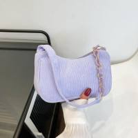 Versión coreana de bolso de tela literario y artístico, bolso de mujer de terciopelo simple e informal con un solo hombro, mini bolso cruzado de color sólido, bolso de lona de mano  Púrpura