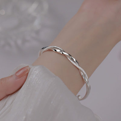 Pulsera de anillo Mobius de plata 999, diseño de nicho ins para mujer, pulsera de cielo estrellado de doble capa de estilo joven de verano