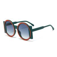Óculos de sol engraçados de hip-hop com armação grande redonda e irregular, personalidade elegante, viseira solar, proteção UV  Verde
