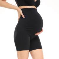 ملابس داخلية للأمهات عالية الخصر لدعم البطن في أواخر الحمل قابلة للتنفس، سراويل أمان رفيعة للحمل، سراويل نسائية للحوامل  أسود