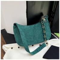 Bolso de tela literaria de estilo coreano, bolso de hombro de tela de pana informal simple, mini bolso de mensajero de color sólido, bolso de lona de mano  De color verde oscuro