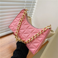 Bags women's new fashion Korean style diamond contrast color one-shoulder underarm bag handbag bag  Pink