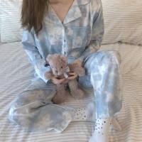 Cardigan Pyjama Damen Herbst und Winter Netz Promi süß Langarm Zweiteiliger Anzug Freizeit Frühling und Herbst Prinzessin Stil Heimkleidung  Mehrfarbig