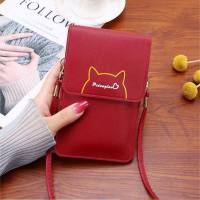 Touch screen one-shoulder mobile phone bag for women, simple and versatile Korean style mobile phone bag, large capacity, mini fashion small shoulder bag  Red