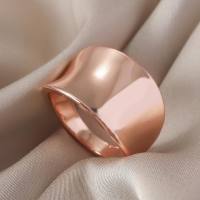 Kayi large arc smooth ring female retro style simple fashion personality concave convex open ring creative index finger ring  Rose Gold