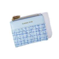 Xiaoxiangfeng Korean large-capacity INS wallet for women students solid color simple Korean version chic  Blue