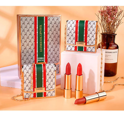 Velvet Moose Leather Bag Lipstick Set Three Piece Set Gift Box Matte Mist Surface