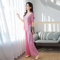 Spring and summer women's home clothes pajamas threaded cool suit short-sleeved suit seamless summer  Pink