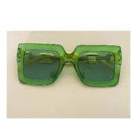 New chain anti-ultraviolet sunglasses European and American fashion square frame women's high-end sunglasses  Green