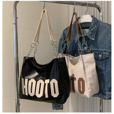 Large capacity tote bag new style simple letter chain shoulder bag retro commuter women's shopping bag