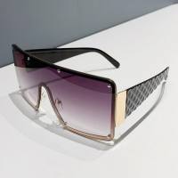 Neue trendige quadratische einteilige Sonnenbrille mit großem Rahmen, modische und vielseitige rahmenlose Sonnenbrille mit breiter Krempe für Straßenaufnahmen mit Persönlichkeit  Grau