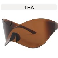 نظارات شمسية من قطعة واحدة مقاومة للرياح بدون إطار للنساء Y2K، قناع رياضي لركوب الدراجات، نظارات شمسية عصرية أوروبية وأمريكية  لون الشمبانيا