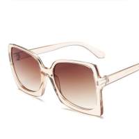 Nuevas gafas de sol de moda con montura grande, gafas de sol de cara pequeña de color negro brillante y liso, Instagram cruzado de moda, gafas rojas de Internet  champán