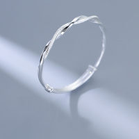 Pulsera de anillo Mobius de plata 999, diseño de nicho ins para mujer, pulsera de cielo estrellado de doble capa de estilo joven de verano  Plata