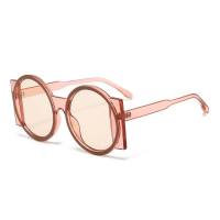 Lustige Hip-Hop-Sonnenbrille mit rundem, unregelmäßigem großem Rahmen, stylischer Persönlichkeit, Sonnenblende, UV-Schutz  Champagner
