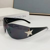 Neue einteilige rahmenlose fünfzackige Stern-Sonnenbrille Millennial Hot Girl Street Shot Y2K-Brille weibliche europäische und amerikanische Persönlichkeits-Sonnenbrille  Schwarz