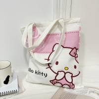 Sanrio Kuromi shoulder bag canvas bag KT family anime shoulder cute student tutoring bag A4 document bag  Multicolor