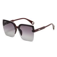 Rahmenlose Persönlichkeitstrend-Sonnenbrille für Damen mit UV-Schutz, europäische und amerikanische Streetstyle-Sonnenbrille, neue große quadratische Sonnenbrille  rot