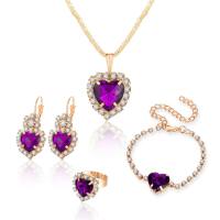 European and American Instagram Water Drop Diamond Necklace Earring Set, High end Bridal Jewelry  Purple