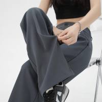 Suit wide-leg pants for women autumn new style high waist drape loose slim straight casual suit pants for women  Gray