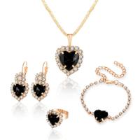 European and American Instagram Water Drop Diamond Necklace Earring Set, High end Bridal Jewelry  Black