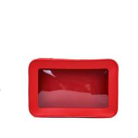 New white simple fashionable transparent cosmetic bag large capacity cosmetic storage bag portable high-end hand bag  Red