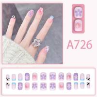 Fresh French flowers, cute ins wind, ice and transparent stars, long style, short style, white, high-end manicure and wearable nails  Multicolor
