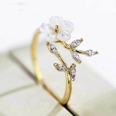 Temperamento de moda creativa japonesa y coreana anillo de hoja de flor natural simple personalidad femenina fabricante de anillos de estudiante al por mayor