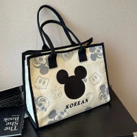 Canvas bag, women's large capacity bag, new cartoon Mickey printed handbag, shopping bag, versatile tote bag  Multicolor