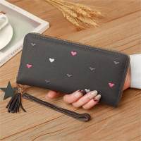 Women's wallet female long zipper clutch fashionable love camouflage embroidery large capacity soft leather coin mobile phone bag  Gray
