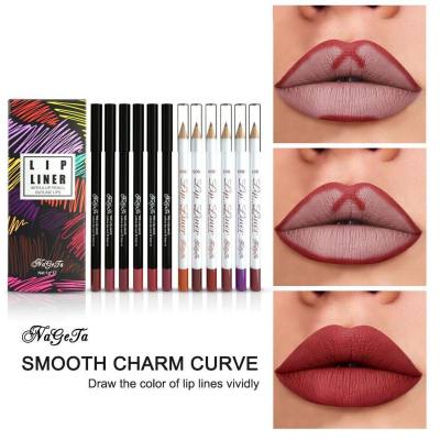 NAGETA upgraded black and white matte lip liner wooden rod waterproof lipstick pen long-lasting and easy to color