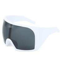 Nuevas gafas de sol punk de gran tamaño europeas y americanas, gafas de sol para deportes al aire libre para hombres y mujeres, gafas con montura integrada  Blanco
