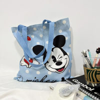 Mickey Canvas Bag Women's Summer New Versatile Shoulder Bag Commuter Tote Bag Large Capacity Handbag Mommy Bag  Blue
