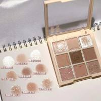 Acrylic transparent 9-color sun eye shadow matte pearlescent earth-color moon eye shadow palette nine-square grid affordable makeup  Multicolor 2