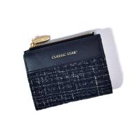 Xiaoxiangfeng Korean large-capacity INS wallet for women students solid color simple Korean version chic  Black