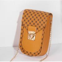 Retro style geometric print mobile phone bag trendy fashion ladies shoulder messenger bag personality chain bag  Yellow