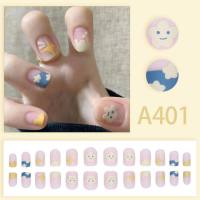 Wearing nail art, nail patches, halo dyeing, French style Instagram, Aurora detachable fake nail bow, frosted, ice permeating, and clear  Multicolor