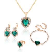 European and American Instagram Water Drop Diamond Necklace Earring Set, High end Bridal Jewelry  Green