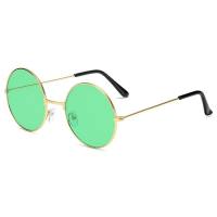 Runde Retro-Sonnenbrille. Bunte, trendige Brille mit rundem Rahmen. Farbige Gläser. Prince-Brille  Grün