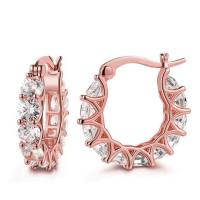 Cao Shi's Fashionable Instagram Style Earrings for Women's French Full Set Zircon Lace Earrings and U-shaped Earrings are Hot Selling  Rose Gold